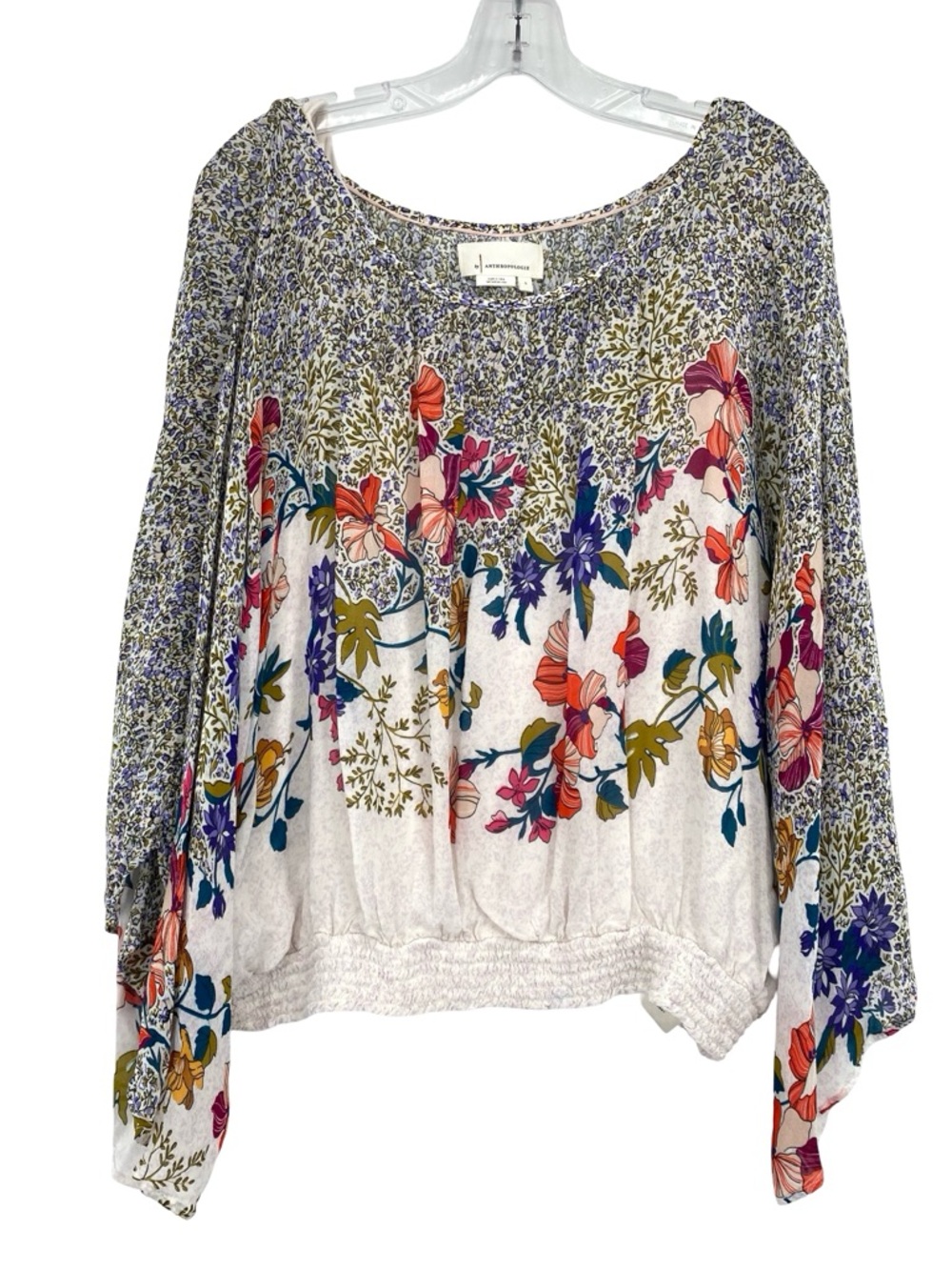 Anthropologie Kimono Floral Boho Blouse Top Size Large